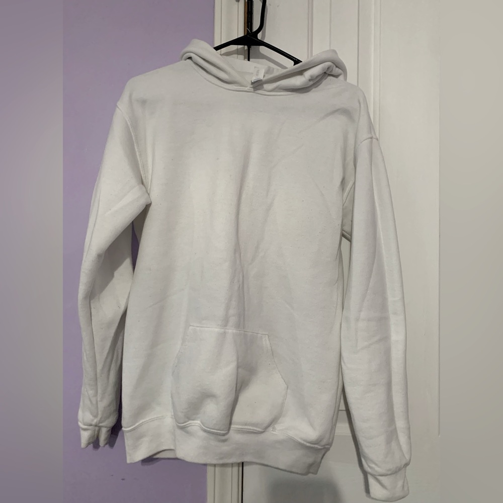 Plain white hoodie, size XL.